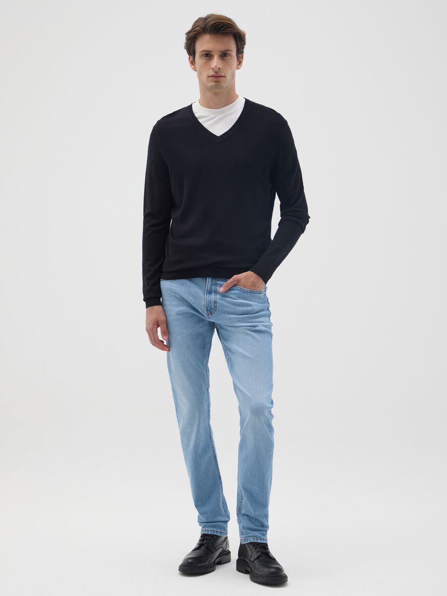 Light blue skinny fit denim jeans_0