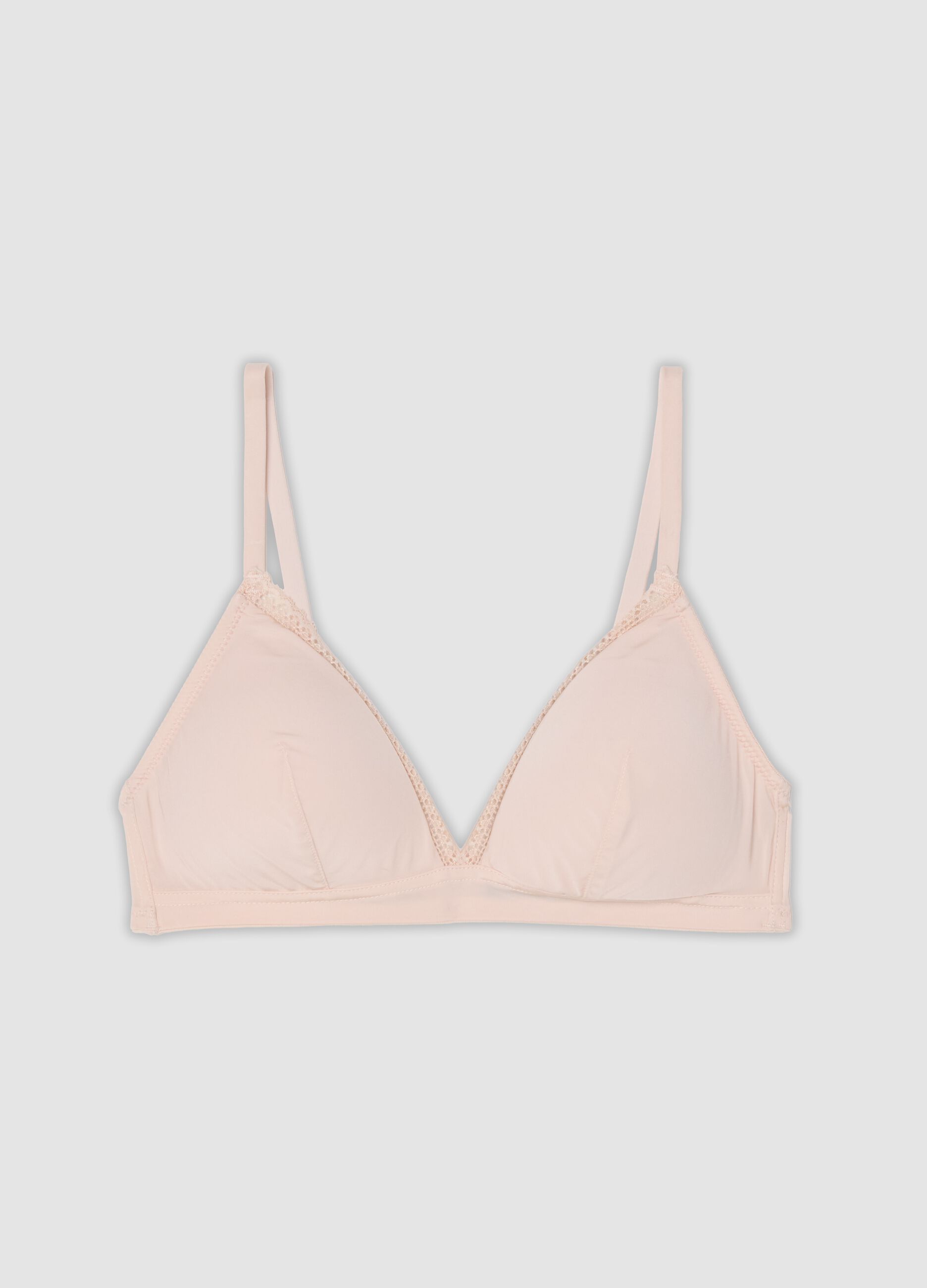 Pink triangle bra in stretch fabric with removable padding