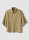 Beige pure cotton shirt with chest pocket, oversized fit_0