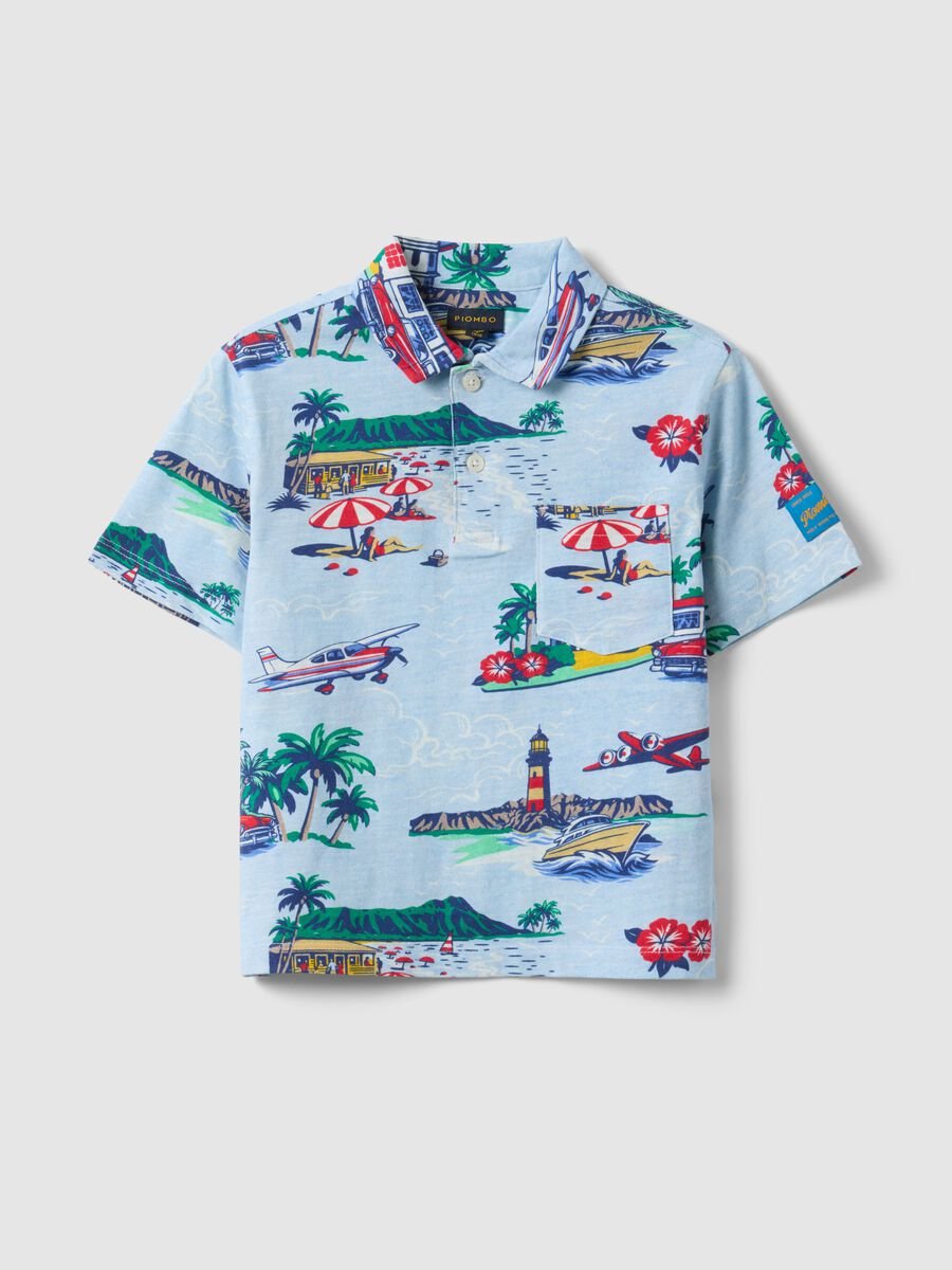 Multicolour pure cotton children's polo, regular fit with prints_3