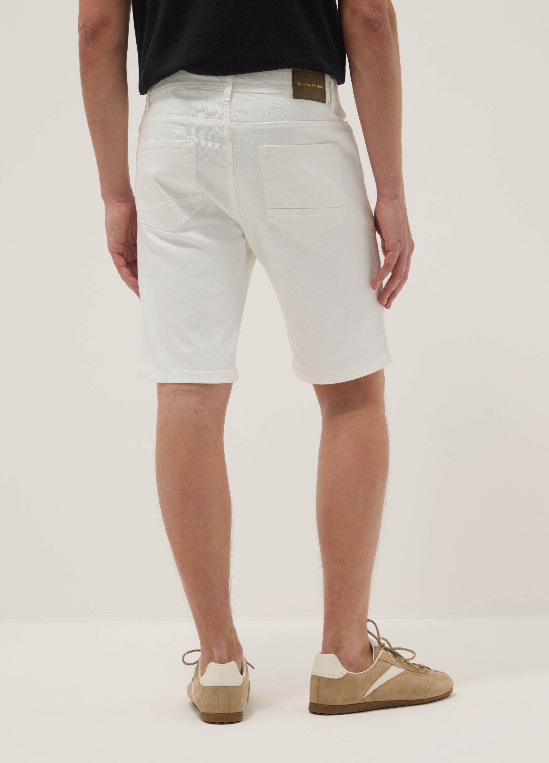 White stretch-cotton denim shorts