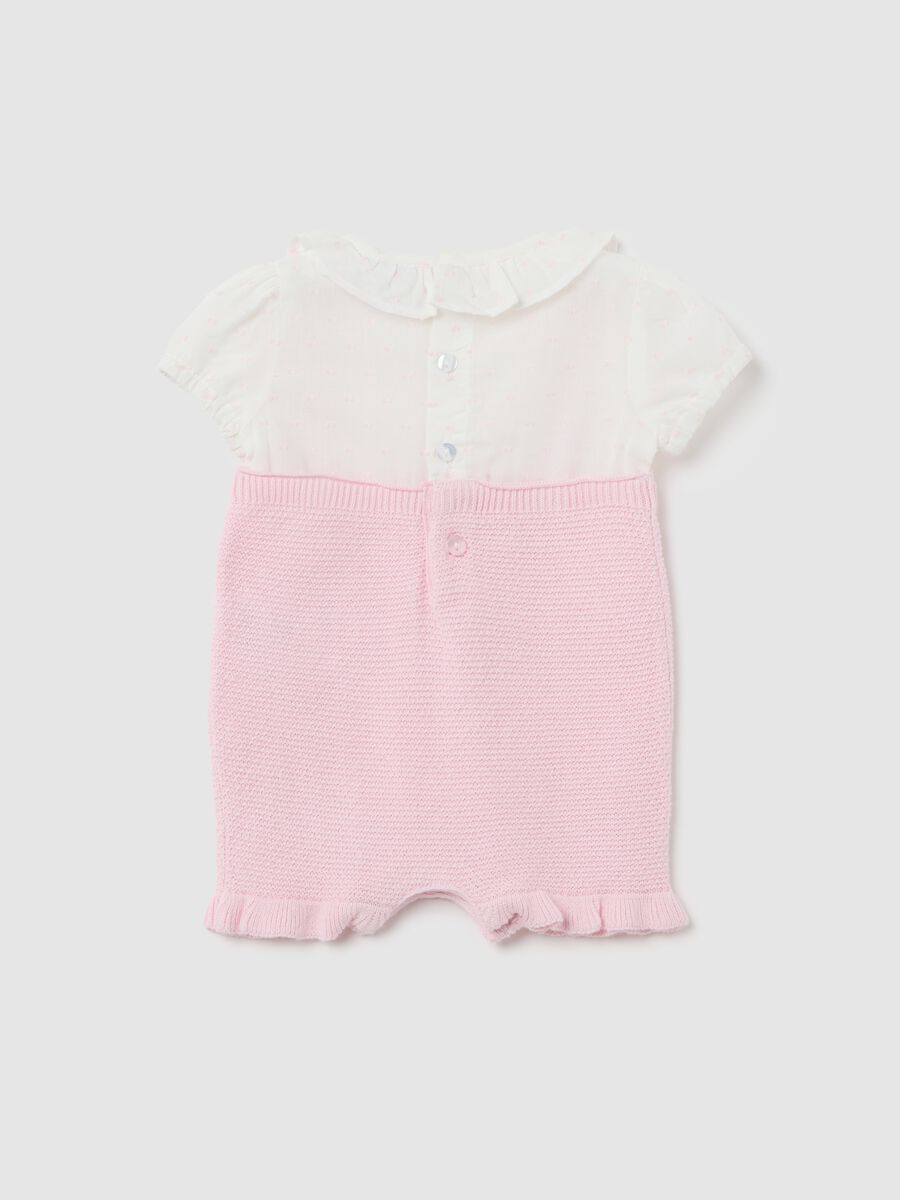Pink romper in cotton-polyester blend_1