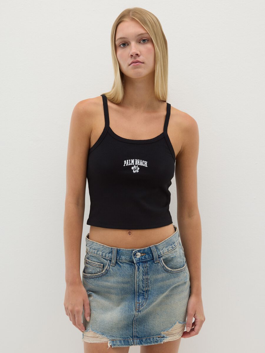 Women's Black Cotton Top with Regular Fit_0