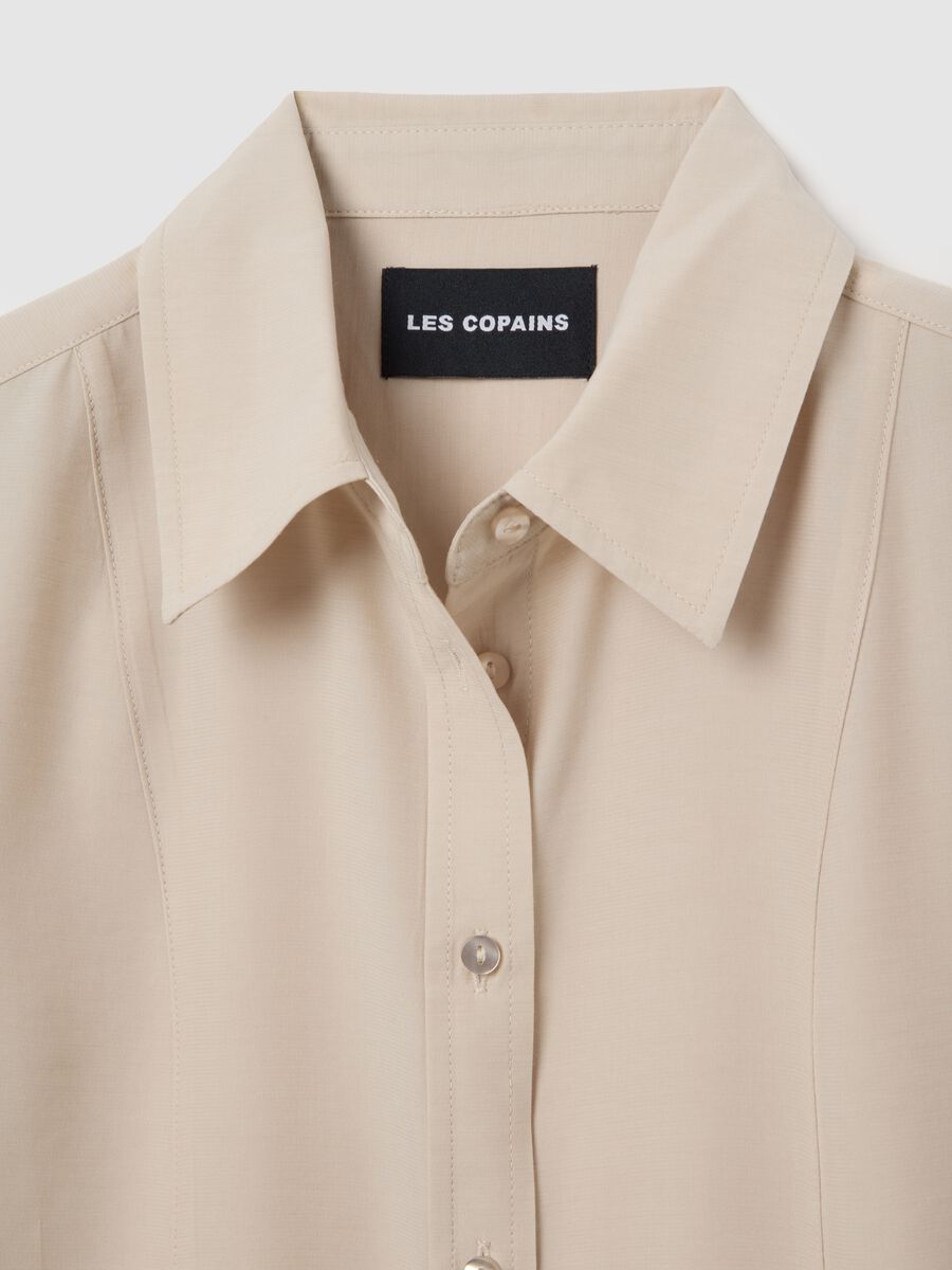Regular fit beige satin shirt_5