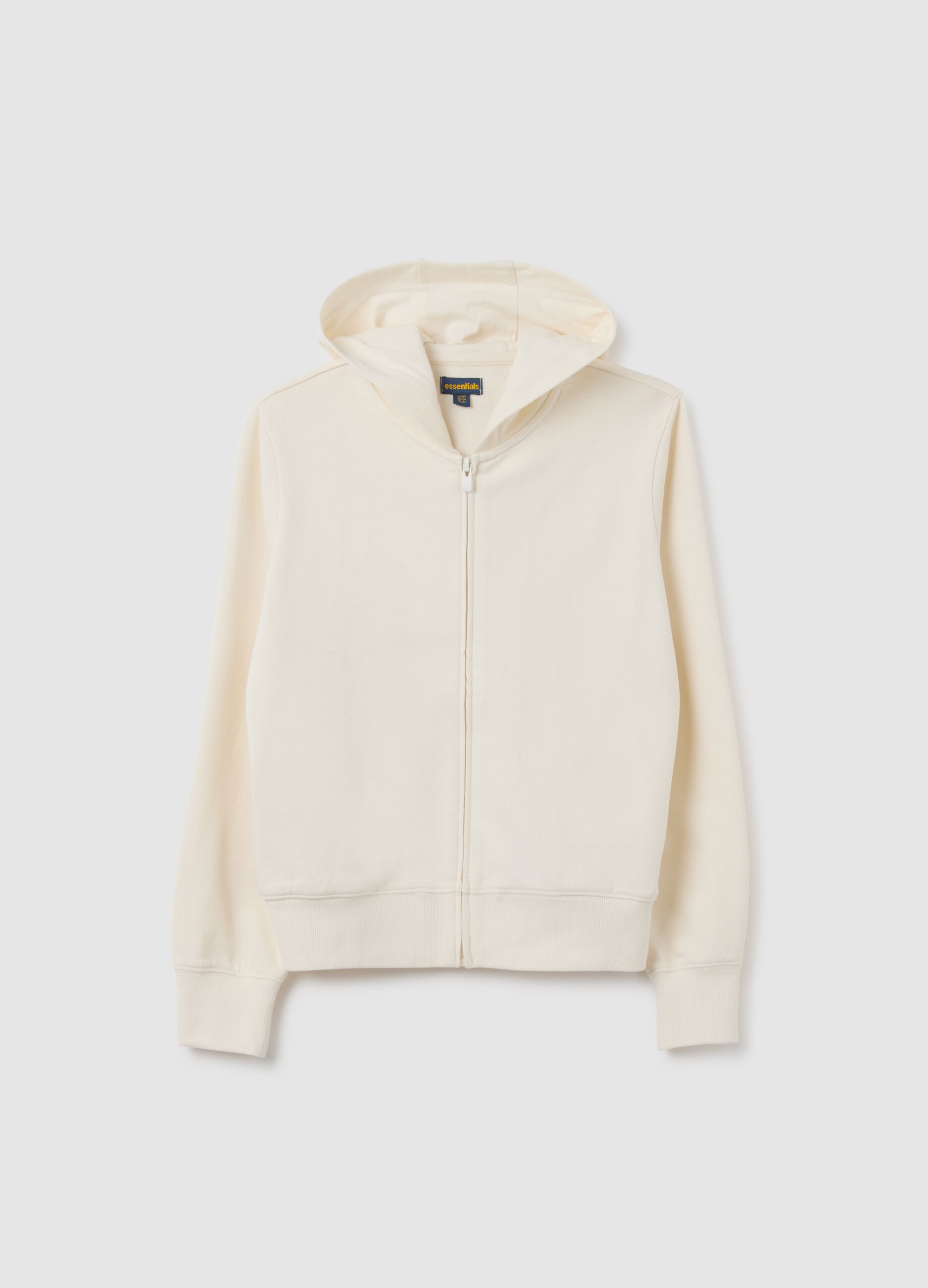 Girls' white pure cotton sweatshirt with regular fit