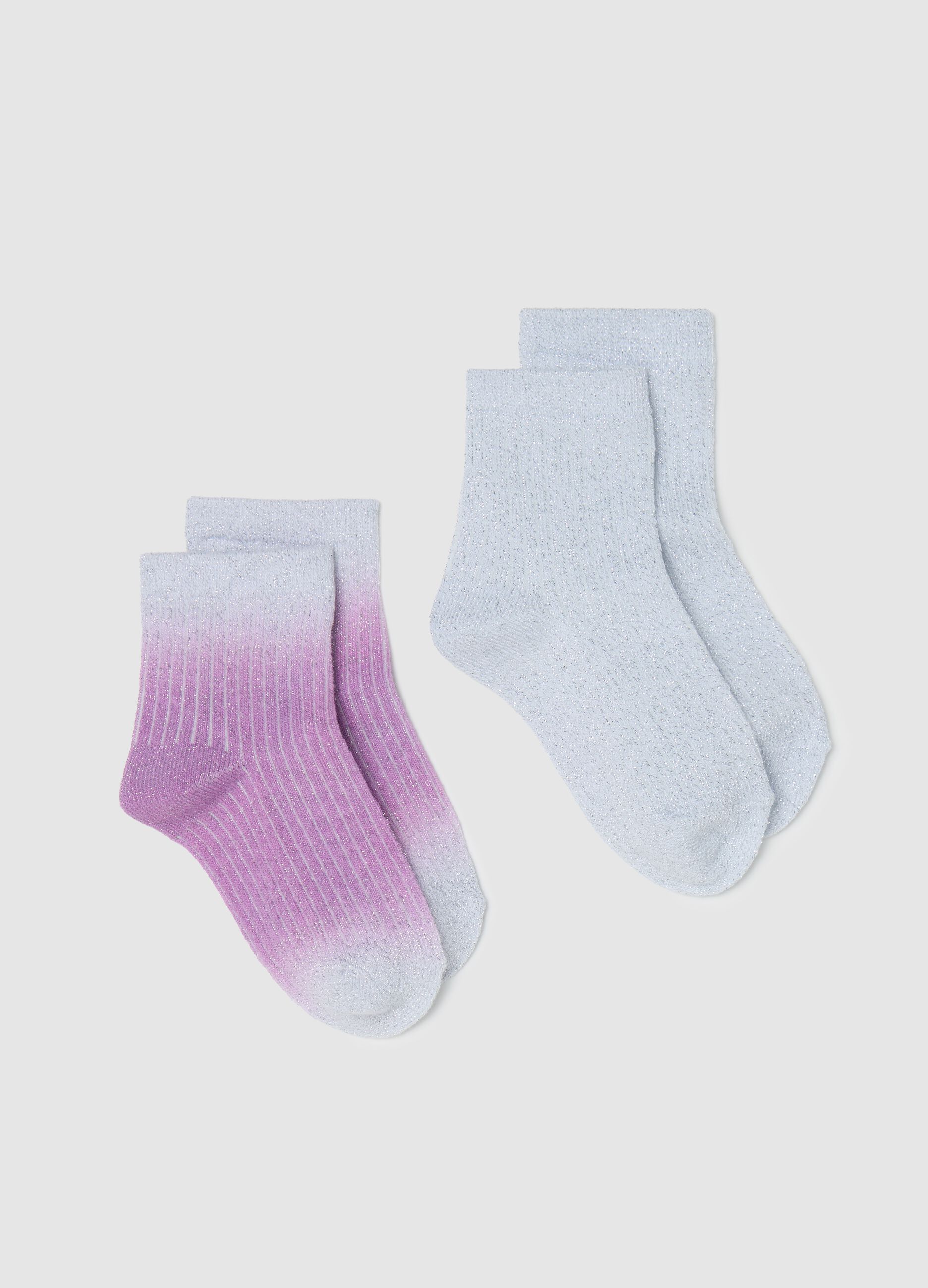 Two-pack ribbed socks with lurex
