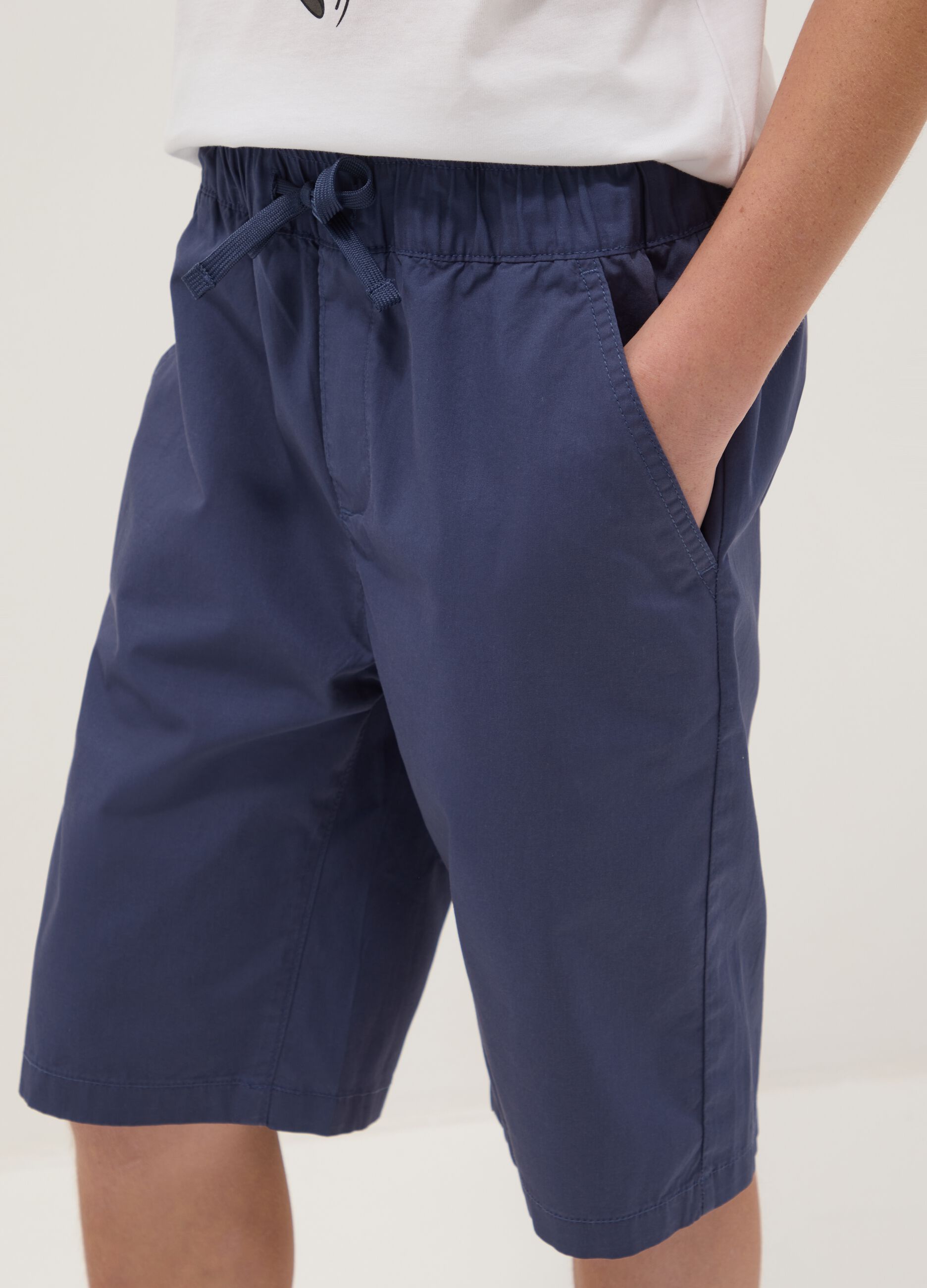 Blue pure cotton shorts with elasticated waist