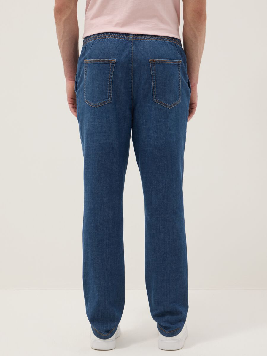 Regular fit stretch cotton denim blue jeans_3