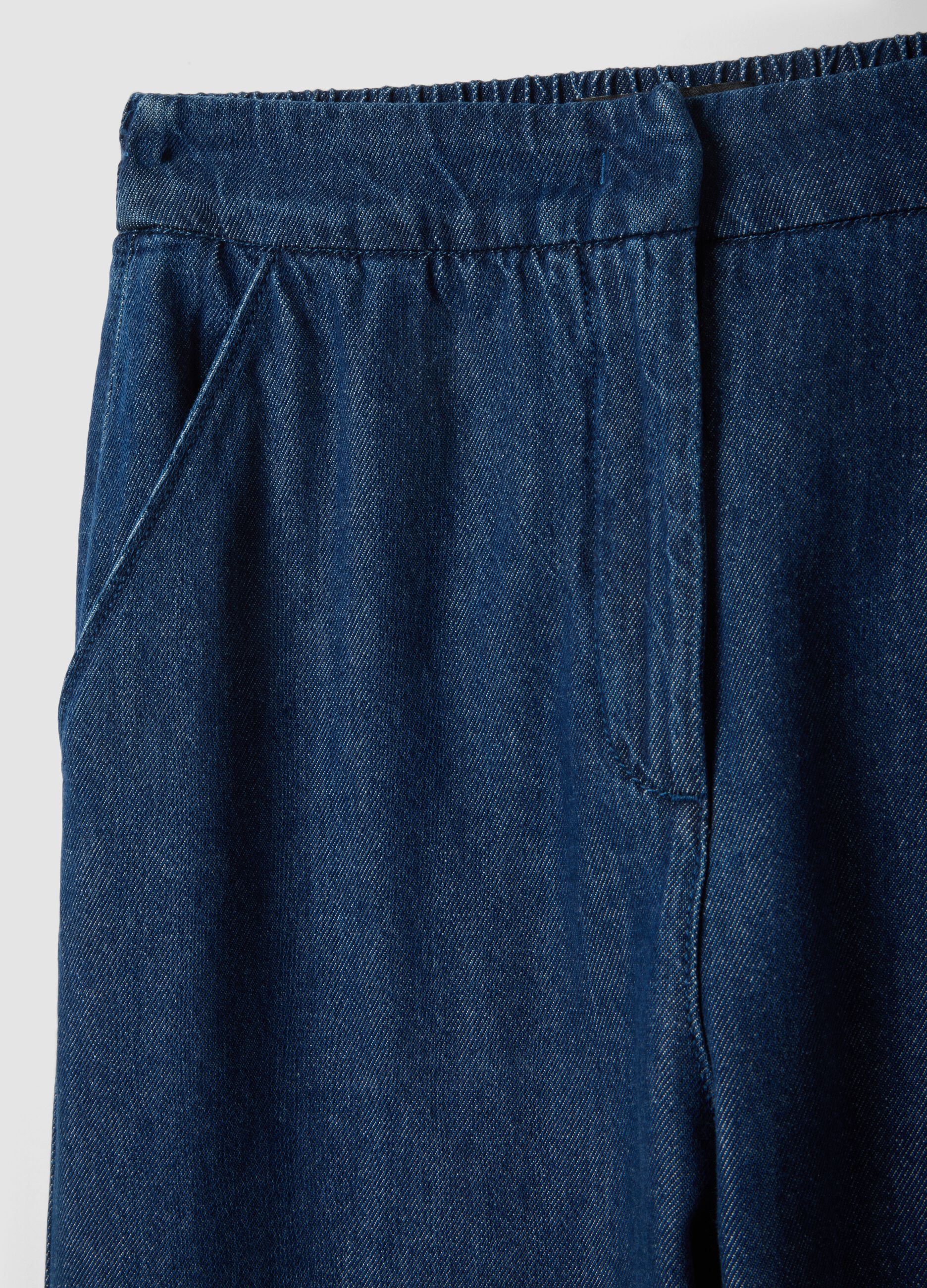Blue denim jogger trousers in pure cotton, relaxed fit