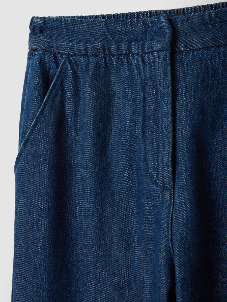 Blue denim jogger trousers in pure cotton, relaxed fit_1