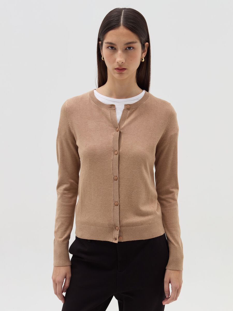 Cardigan with round neckline_0