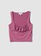 Pink regular-fit stretch tank top with pleats_0
