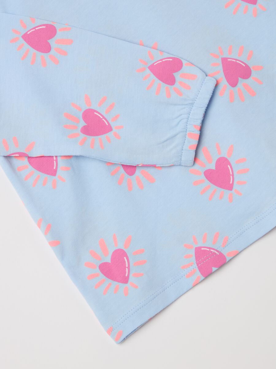 Pigiama in cotone bio con stampa cuori _2
