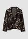 Brown regular-fit stretch cotton-blend jacket with floral pattern_0