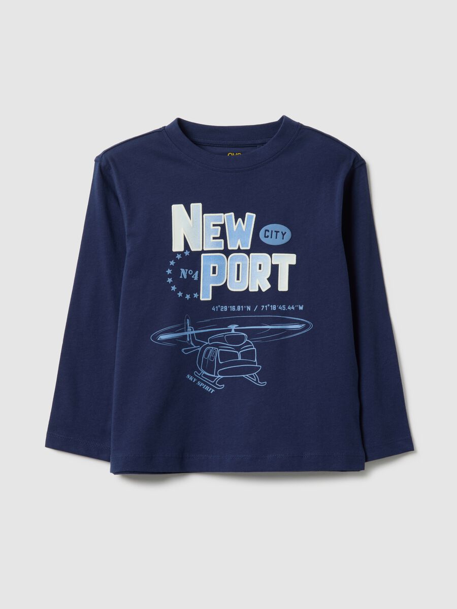 Child's blue pure cotton over fit t-shirt with print_0
