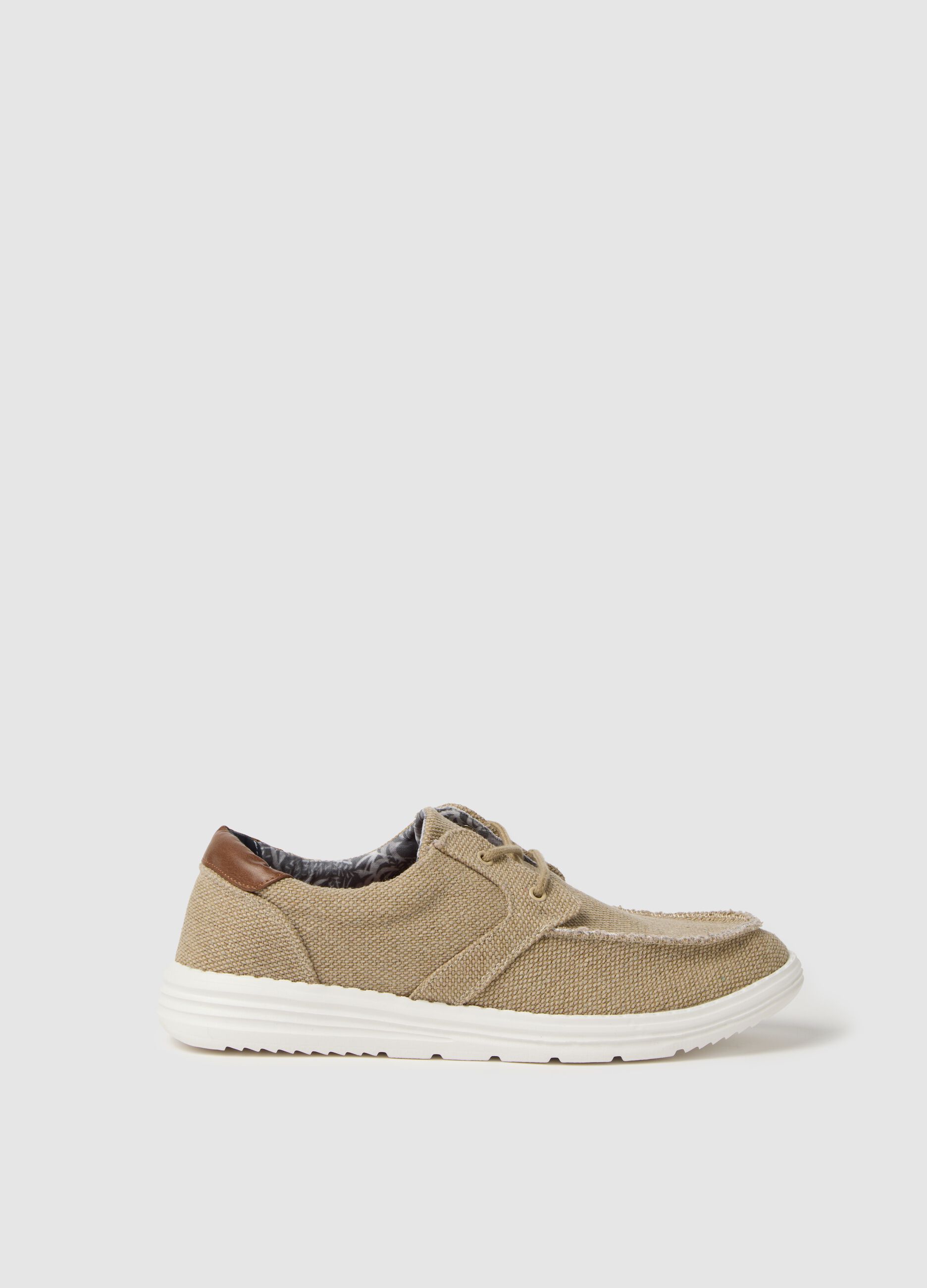 Cord moccasins in cotton canvas