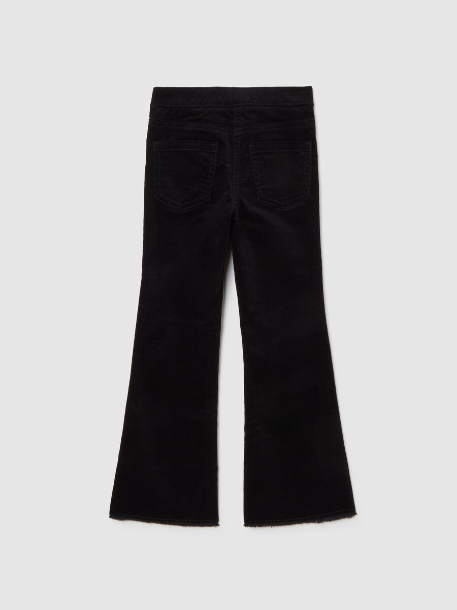 Black flare trousers in stretch cotton_1