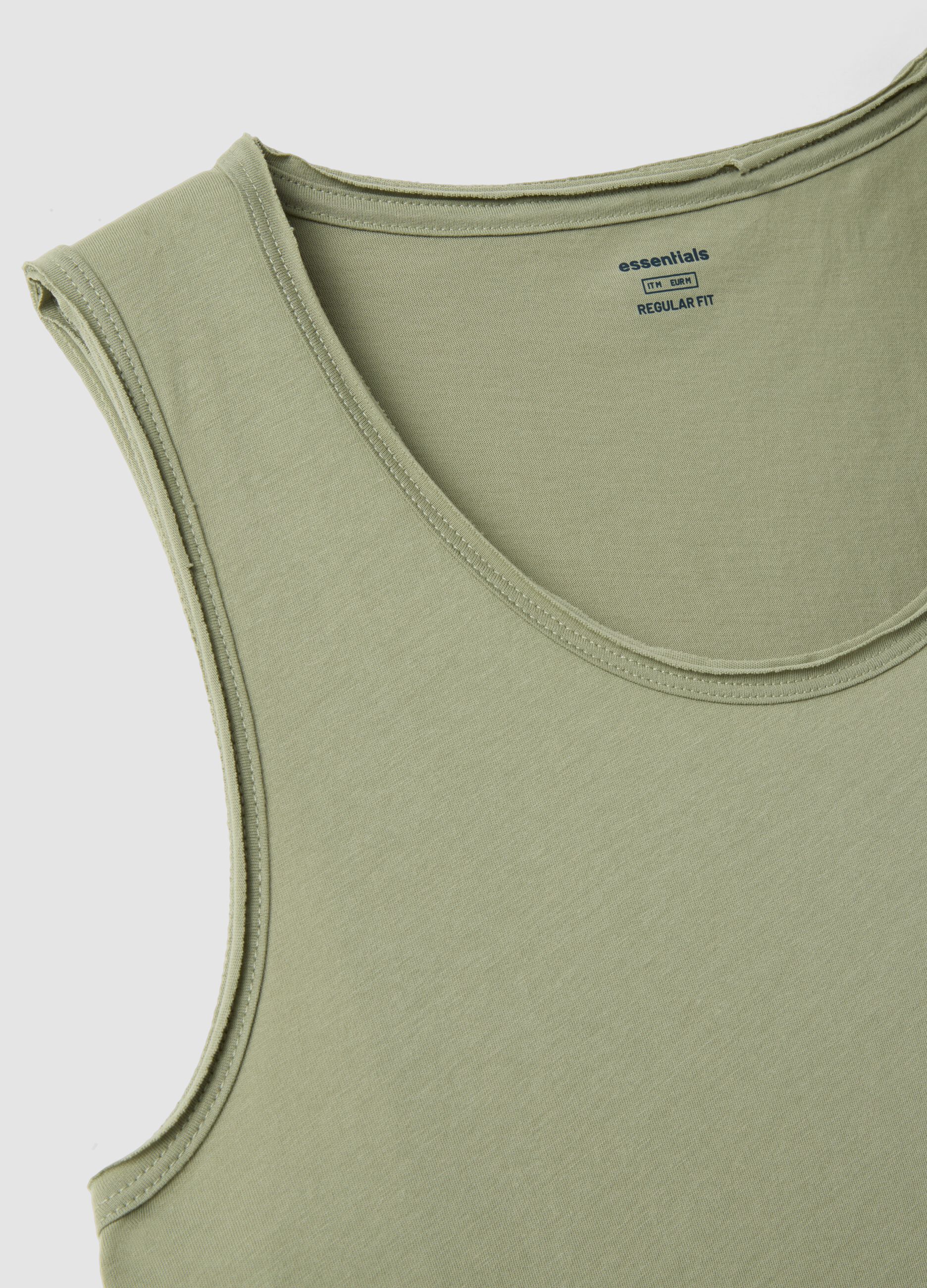 Green pure cotton vest top