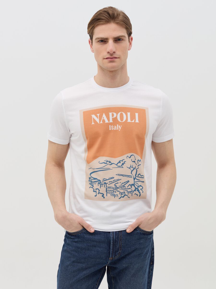 Cotton T-shirt with "Napoli Italy" print_0
