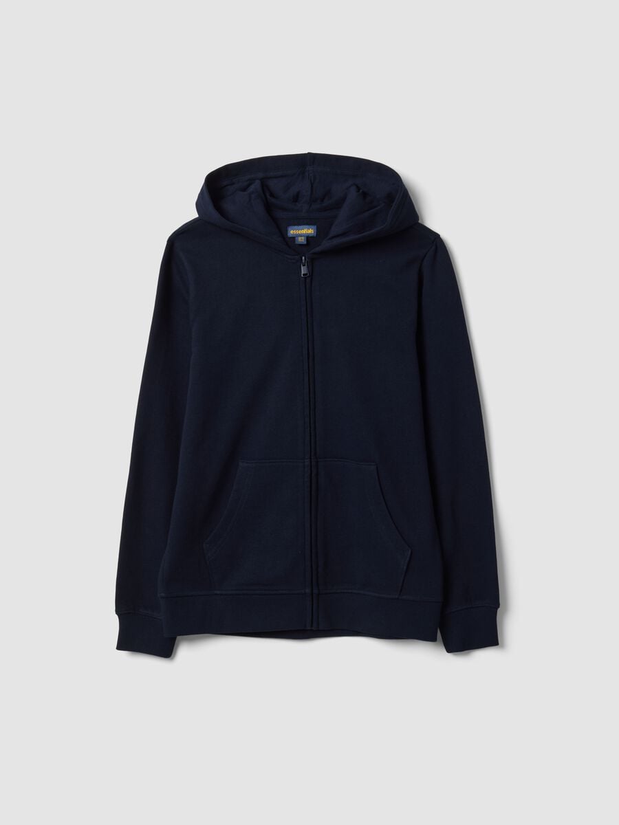 Blue hooded sweatshirt in pure organic cotton, regular fit for boys_4