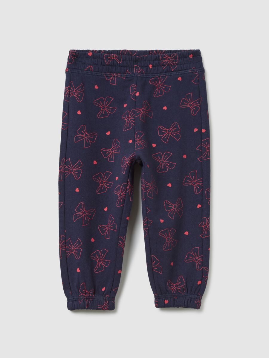 Leggings blu con fiocchi e cuori rosa_0