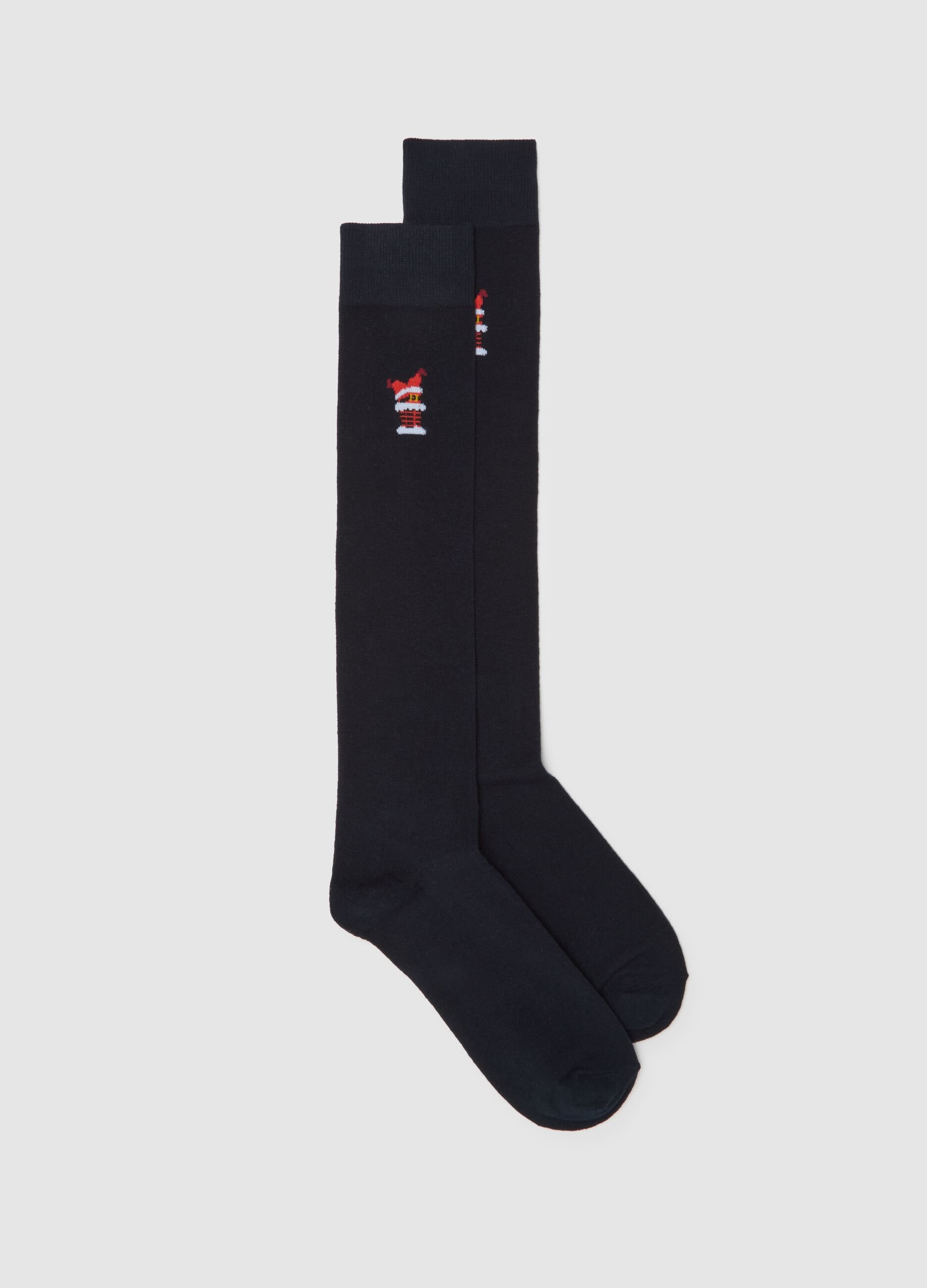 Black long Christmas cotton blend socks
