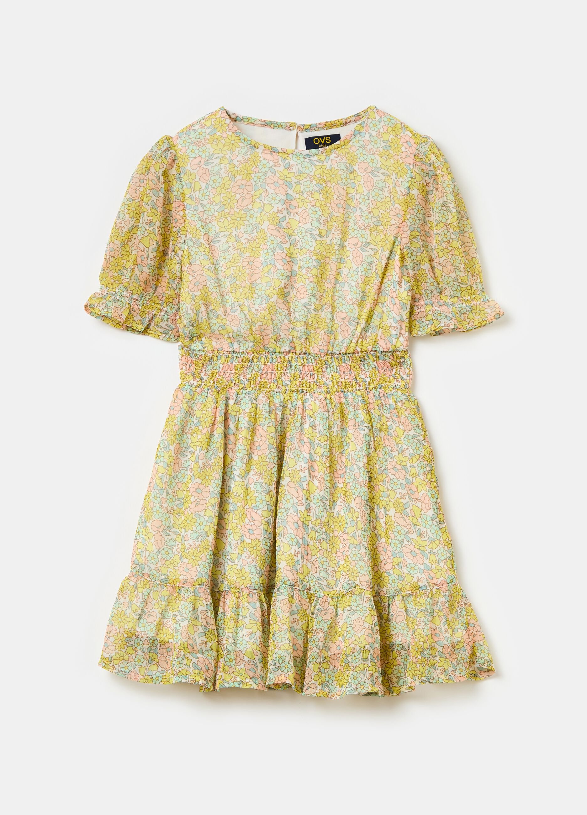 Dress with floral pattern and flounce