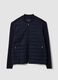 Giacca blu in puro cotone con zip e maniche in maglia regular fit_0