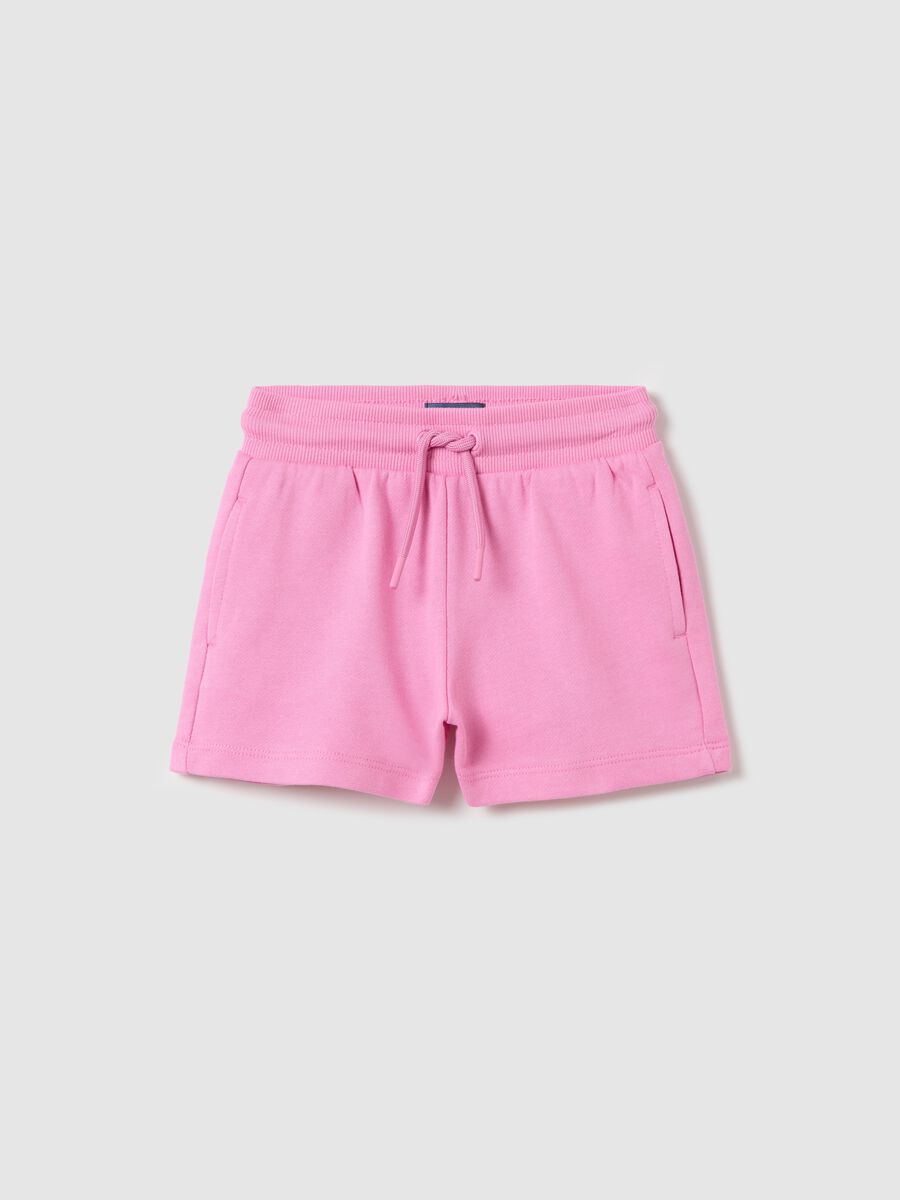 Light blue French terry shorts with drawstring_0