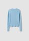 Sky-blue fitted viscose-blend cable-knit crew-neck jumper for girls_5