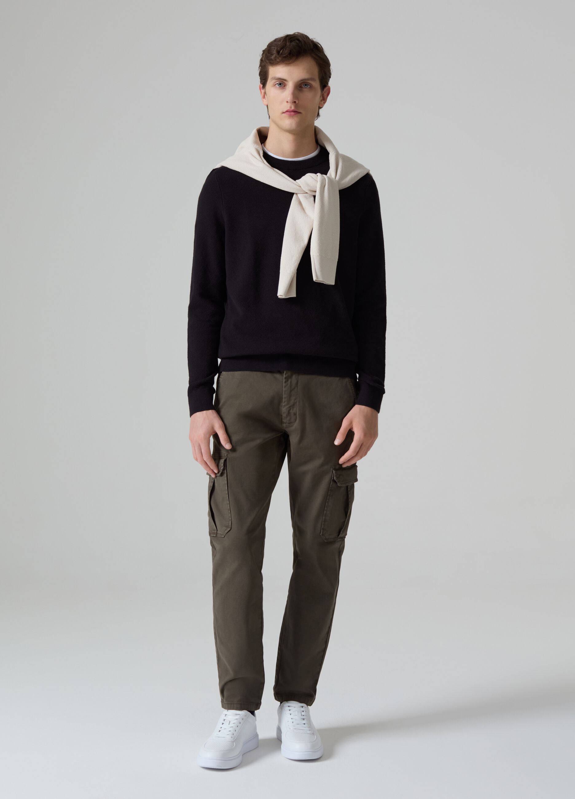 Pantalone chino cargo in cotone stretch