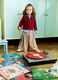 Red pure cotton openwork knit cardigan for baby girl_0