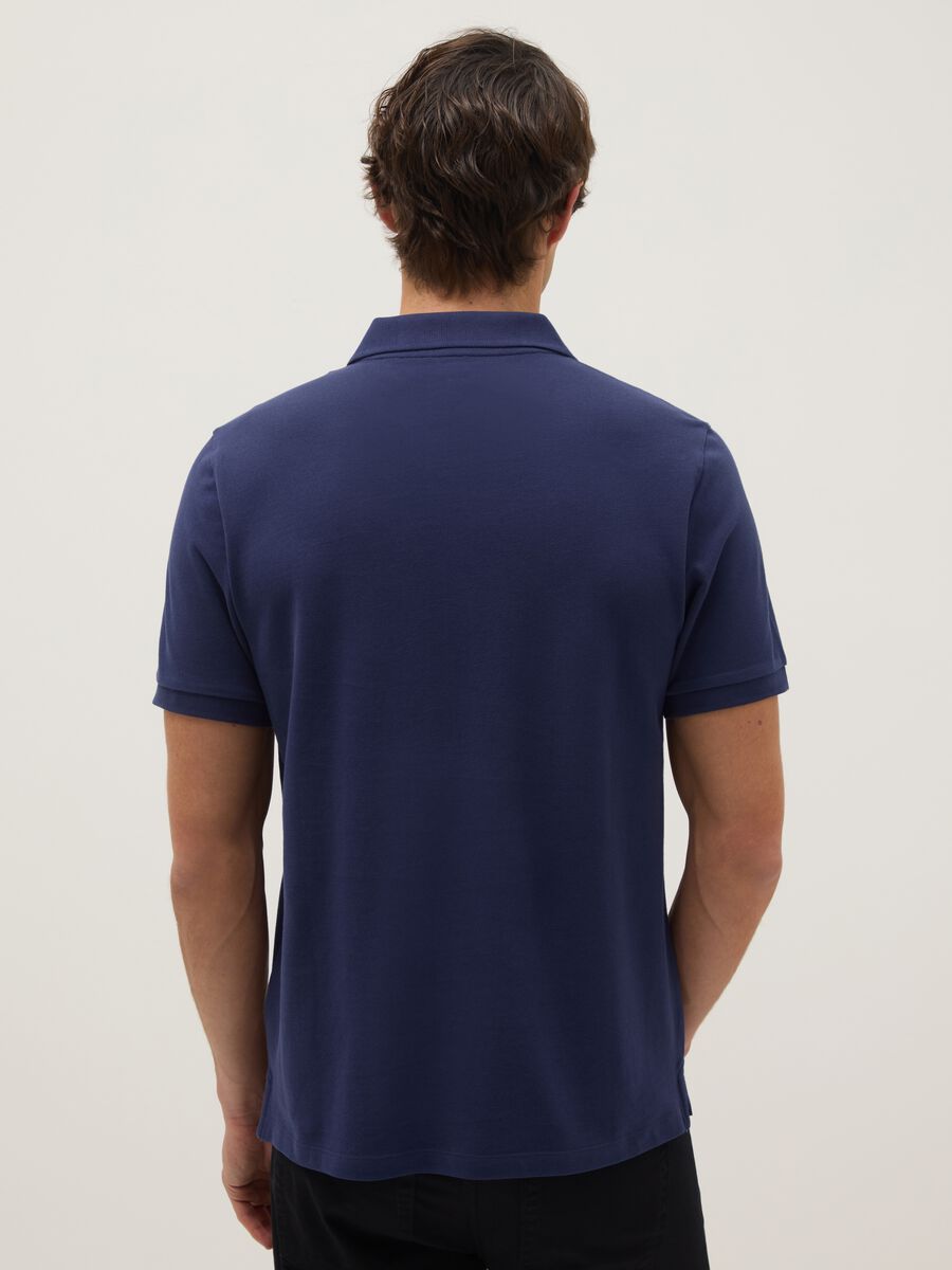 Blue pure cotton polo shirt regular fit_3
