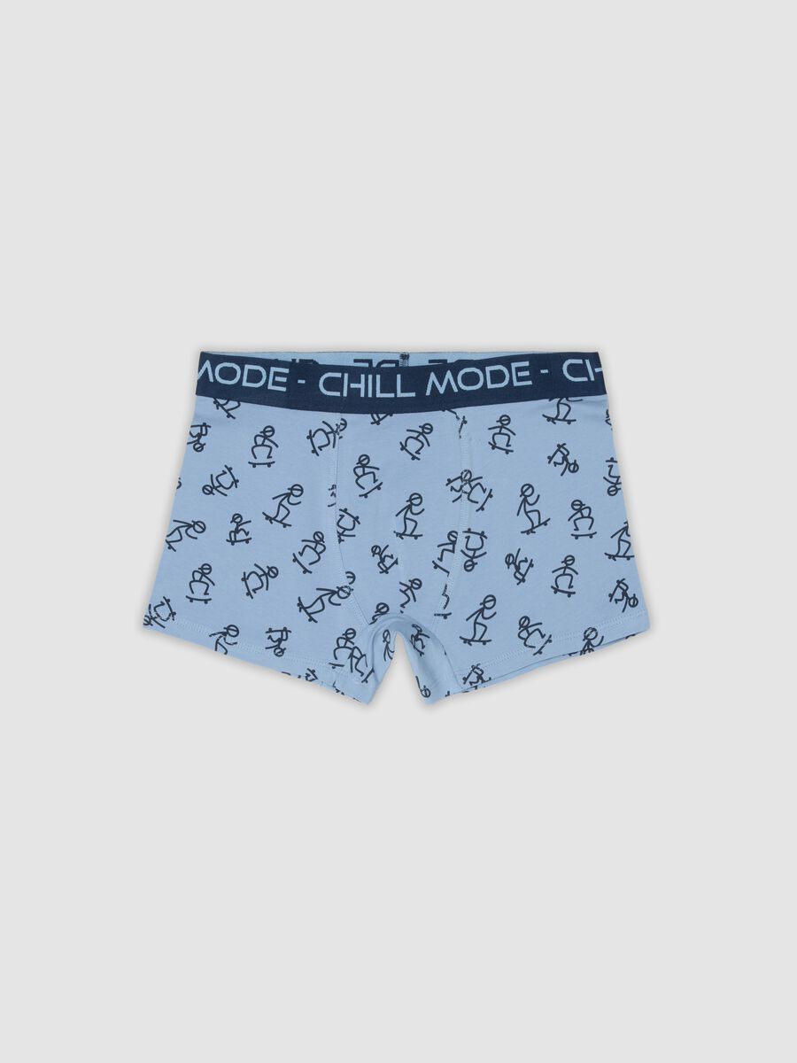 Boxer azzurro in cotone organico con stampa all over per bambino e ragazzo_0