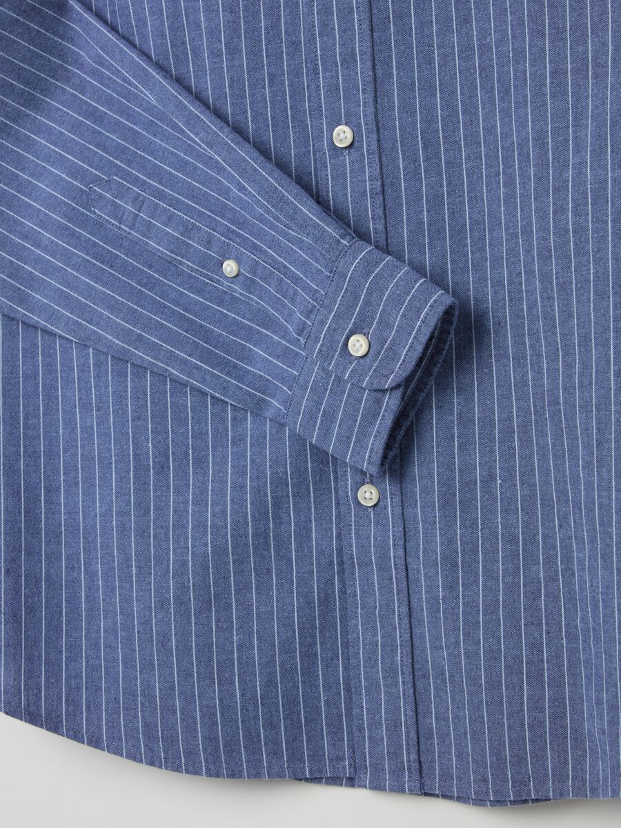 Striped regular-fit shirt in cotton and linen_5
