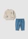 Pure Cotton Multicolour Sweatshirt and Trousers Set for Newborn Looney Tunes_0