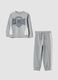 Grey 100% cotton tracksuit with sweatshirt and varsity print for boys_0