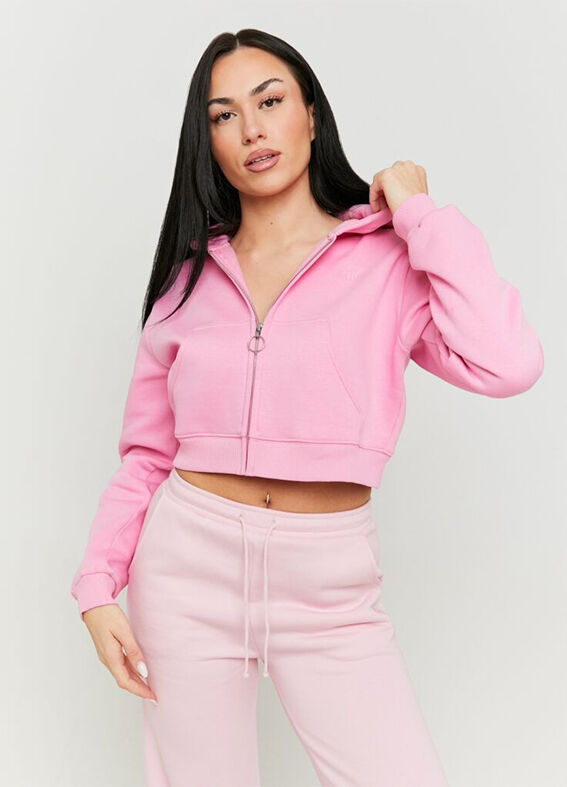 Women's pink cotton-blend cropped sweatshirt