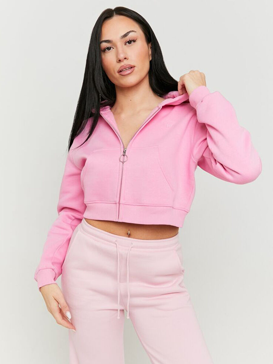 Women's pink cotton-blend cropped sweatshirt_0