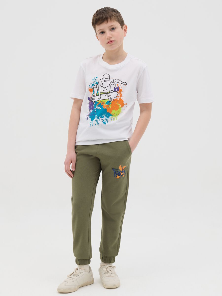 Cotton joggers with drawstring and print_1