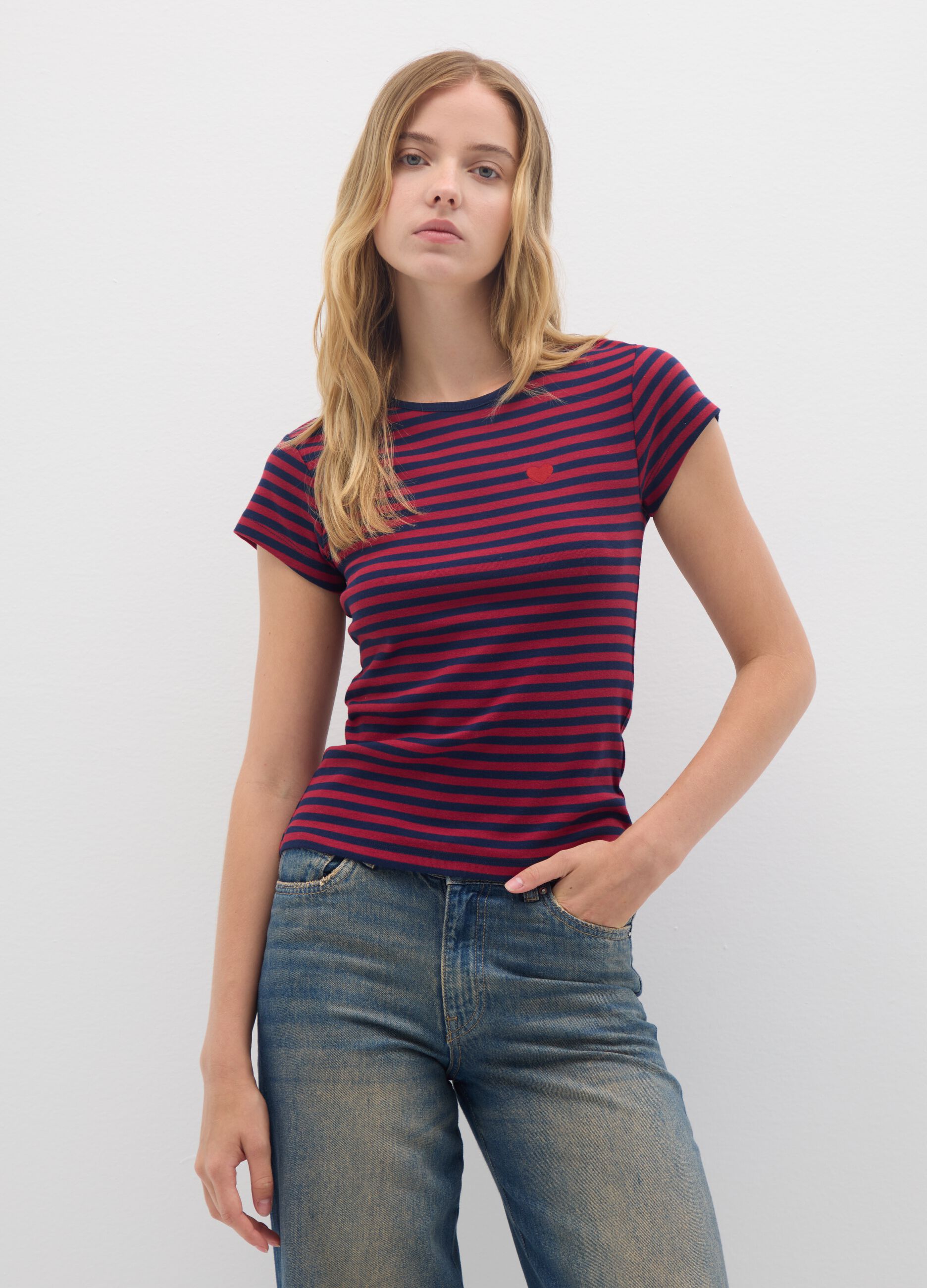 T-shirt in puro cotone multicolor slim fit