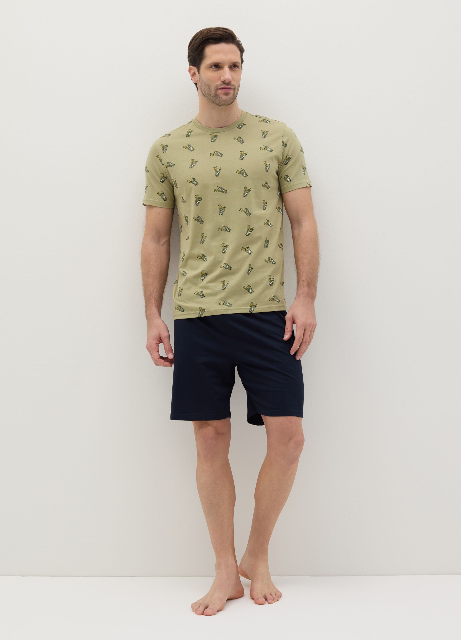 Short cotton pyjamas with print