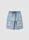 Children's wide leg pure cotton denim shorts in light blue_0