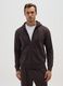 Brown regular fit cotton blend hoodie with zip_0
