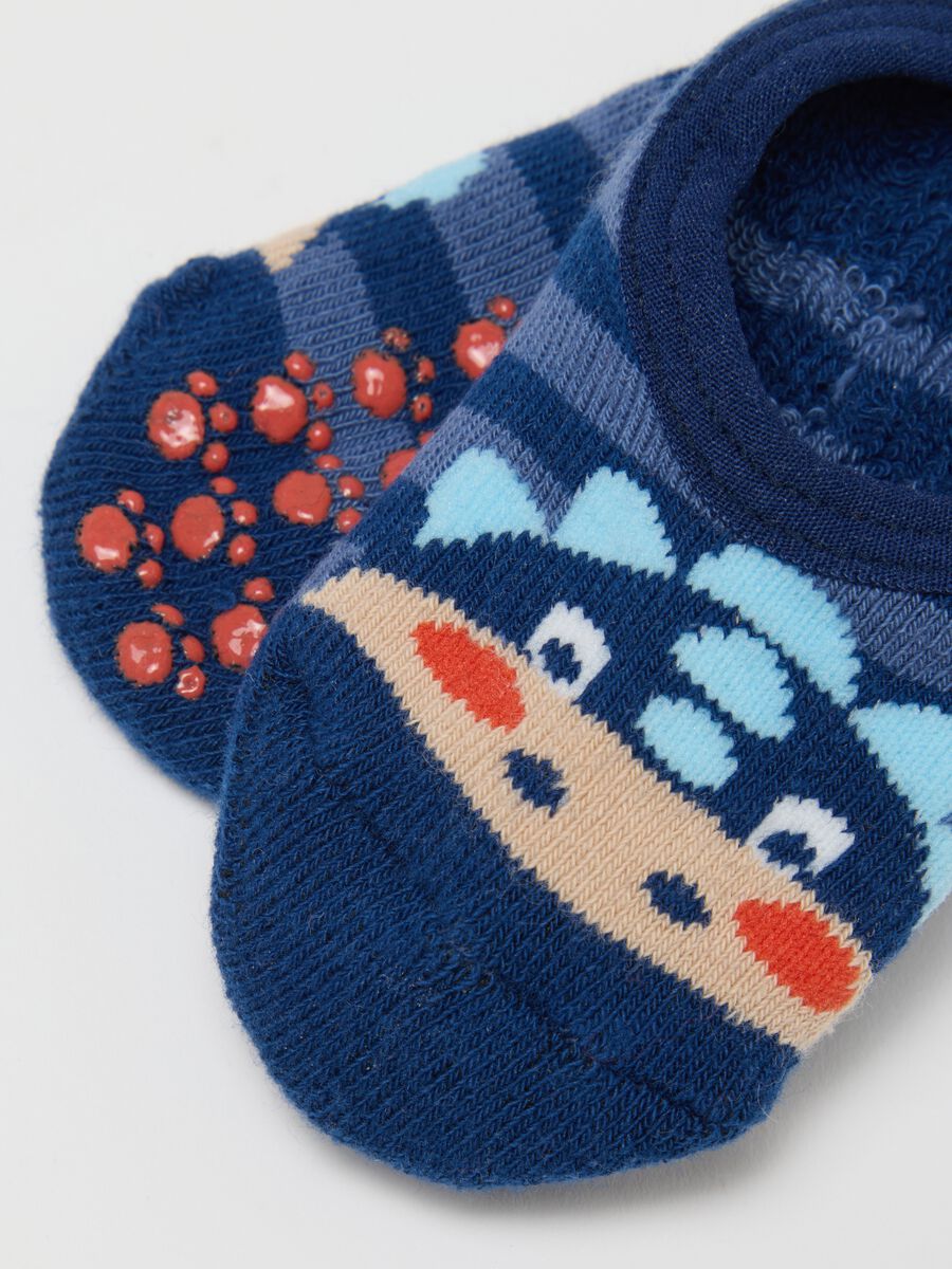 Elasticated Blue Cotton Blend Baby Non-Slip Socks_0