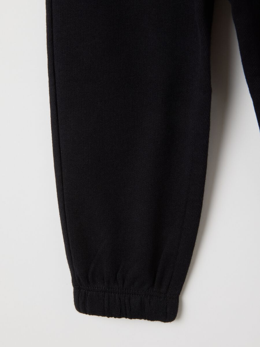 Joggers da bambino in puro cotone nero regular fit_3