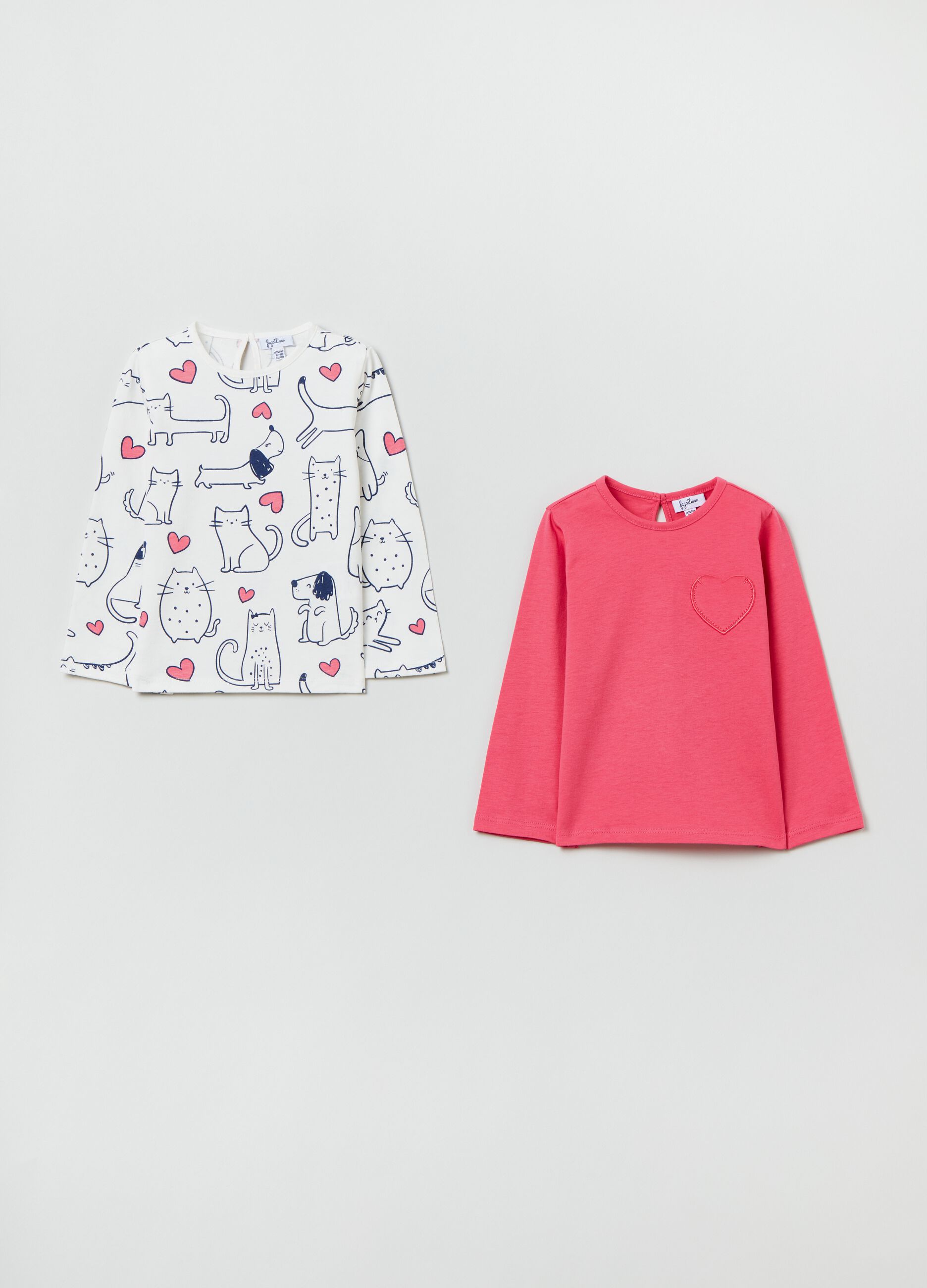 Bipack t-shirt in cotone con stampa_0