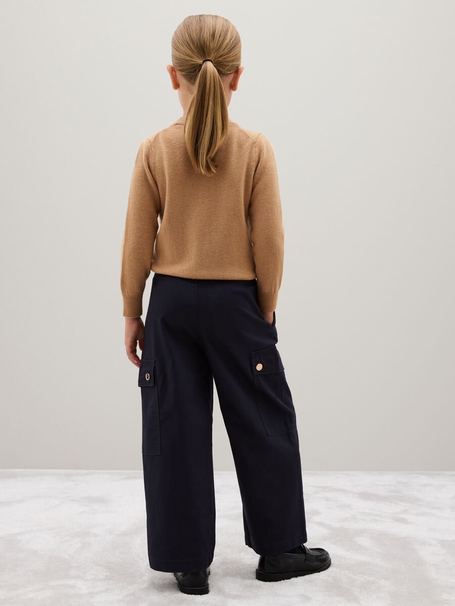 Girls' Blue Cotton Blend Trousers_1