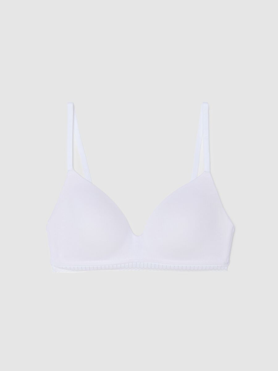 White triangle bra in stretchy cotton with padding_0
