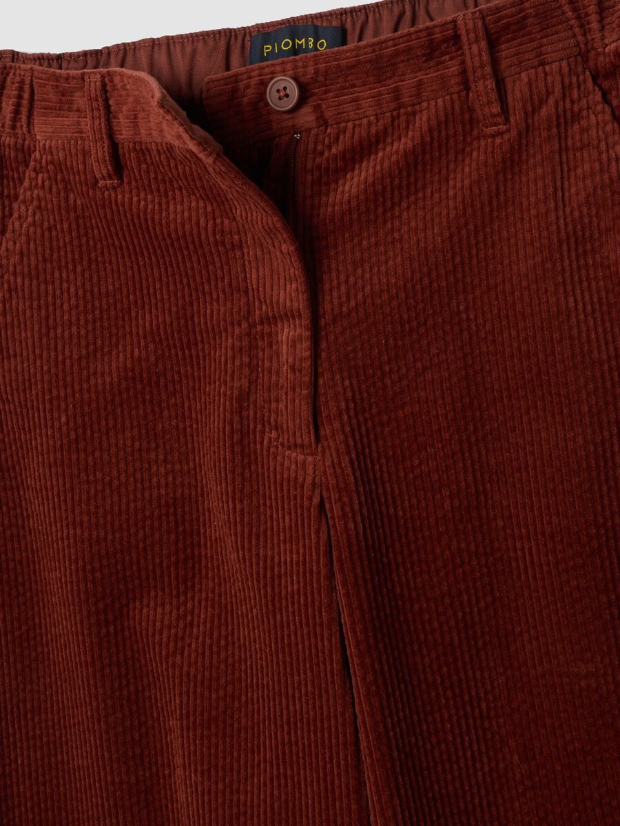 Orange pure cotton regular-fit ribbed trousers_5